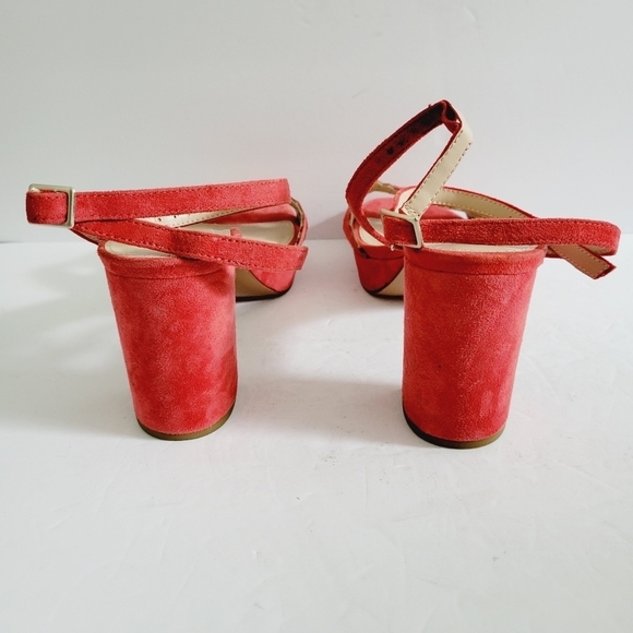 NEW Pelle Moda Red Suede Platform Sandals Heel 3,5 " - Picture 4 of 6